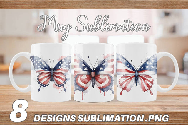 Mug Wrap Butterfly 4th of July Sublimation artnoy 