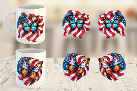 Mug Wrap Butterfly 4th of July Sublimation artnoy 