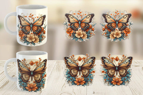 Mug Wrap Butterfly and Flower Sublimation artnoy 