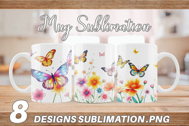 Mug Wrap Butterfly and Flower Sublimation artnoy 