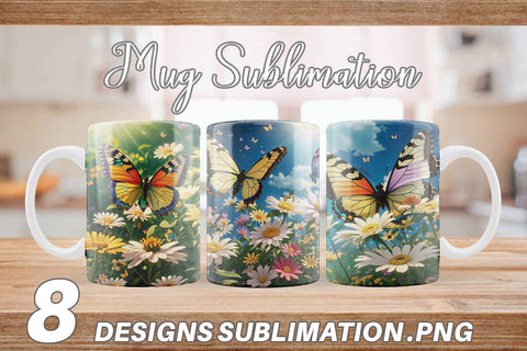 Mug Wrap Butterfly and Wildflowers Sublimation artnoy 