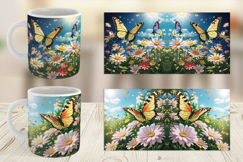Mug Wrap Butterfly and Wildflowers Sublimation artnoy 