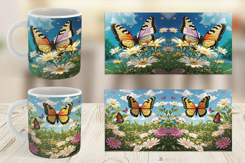 Mug Wrap Butterfly and Wildflowers Sublimation artnoy 
