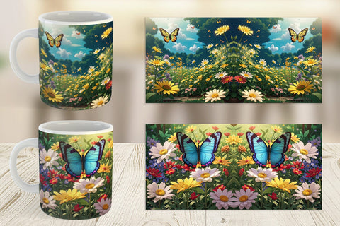 Mug Wrap Butterfly and Wildflowers Sublimation artnoy 