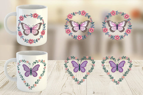 Mug Wrap Butterfly Bloom Pastels Sublimation artnoy 