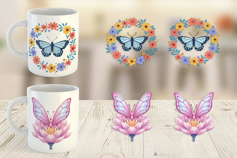 Mug Wrap Butterfly Bloom Pastels Sublimation artnoy 