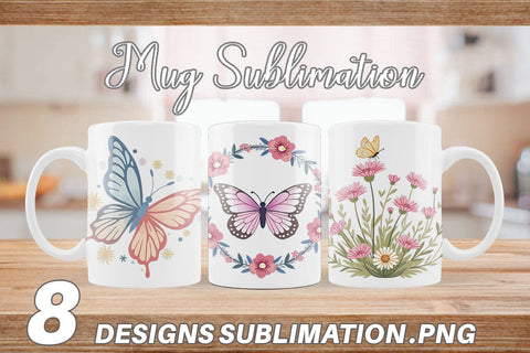 Mug Wrap Butterfly Bloom Pastels Sublimation artnoy 