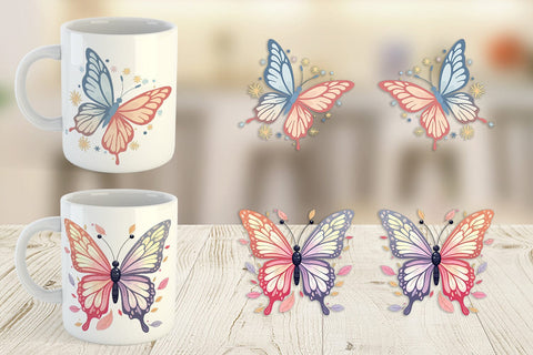 Mug Wrap Butterfly Bloom Pastels Sublimation artnoy 