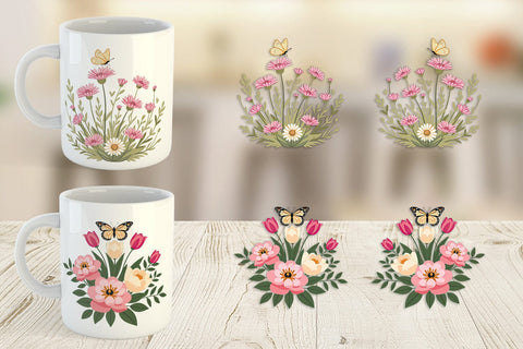 Mug Wrap Butterfly Bloom Pastels Sublimation artnoy 