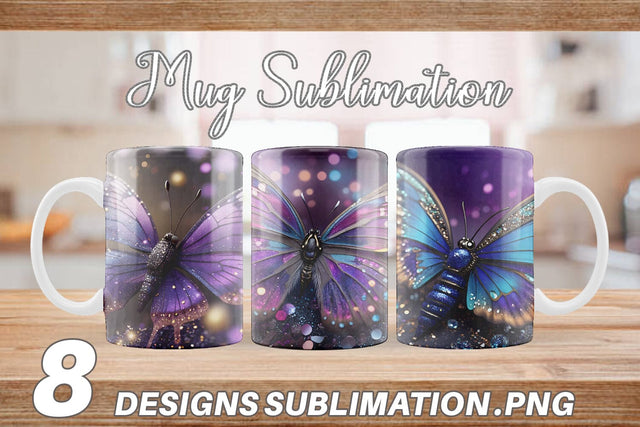 Mug Wrap Butterfly Glitter Sublimation artnoy 