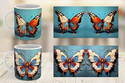 Mug Wrap Butterfly Vibrant Color Sublimation artnoy 