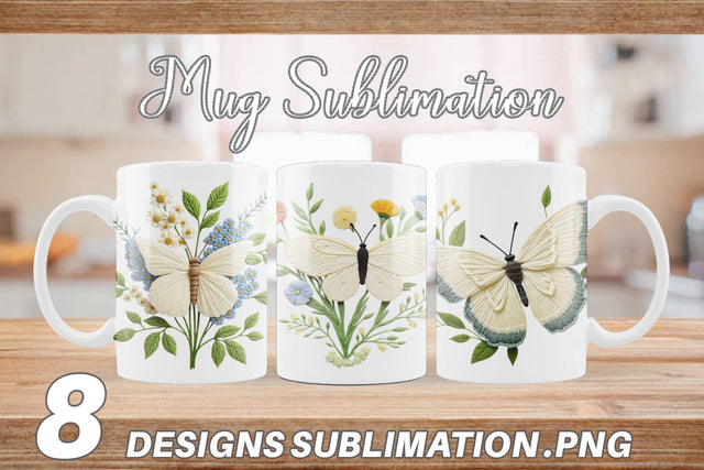 Mug Wrap Cabbage White Butterfly Sublimation artnoy 