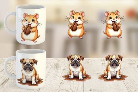 Mug Wrap Caffeinated Chaos Grumpy Animal Watercolors Sublimation artnoy 