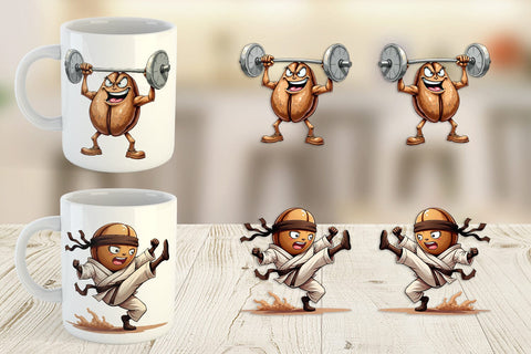 Mug Wrap Caffeinated Chaos Sarcastic Coffee Bean Characters Sublimation artnoy 