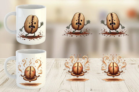 Mug Wrap Caffeinated Chaos Sarcastic Coffee Bean Characters Sublimation artnoy 