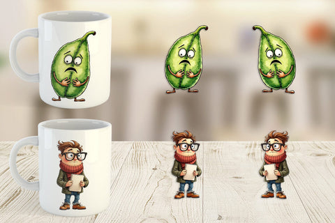 Mug Wrap Caffeinated Chaos Sarcastic Coffee Bean Characters Sublimation artnoy 