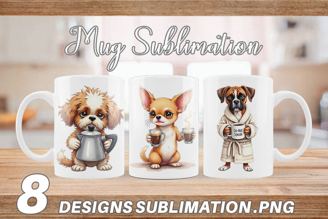 Mug Wrap Caffeine & Chaos Morning Mood Sarcastic Dogs Sublimation artnoy 