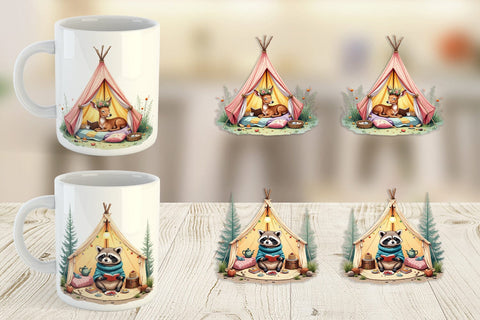 Mug Wrap Camping Cozy Animals Sublimation artnoy 