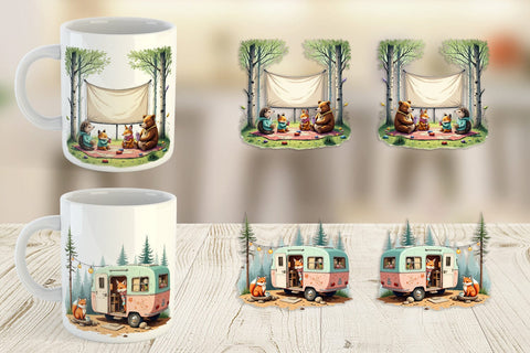 Mug Wrap Camping Cozy Animals Sublimation artnoy 