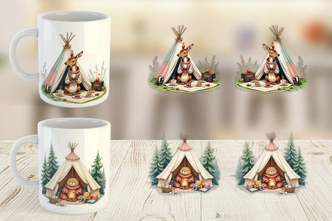 Mug Wrap Camping Cozy Animals Sublimation artnoy 