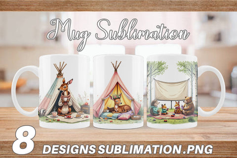 Mug Wrap Camping Cozy Animals Sublimation artnoy 