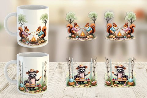 Mug Wrap Camping Cozy Animals Sublimation artnoy 