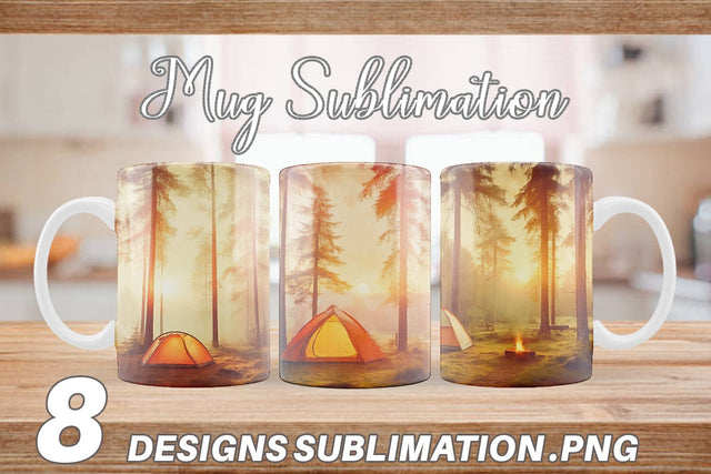Mug Wrap Camping Forest Sunset Sublimation artnoy 