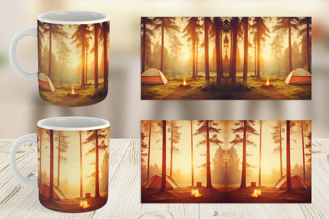 Mug Wrap Camping Forest Sunset Sublimation artnoy 