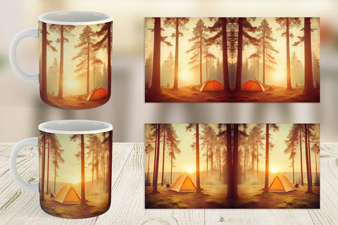 Mug Wrap Camping Forest Sunset Sublimation artnoy 