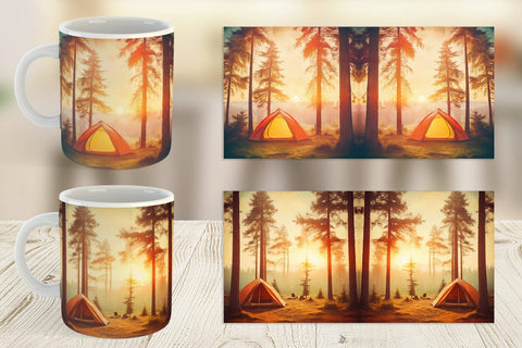 Mug Wrap Camping Forest Sunset Sublimation artnoy 