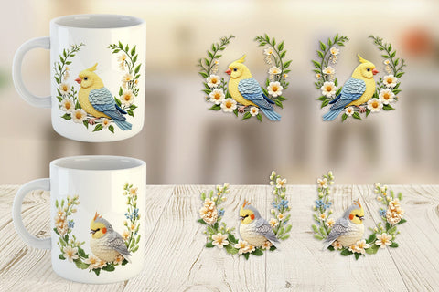 Mug Wrap Canary Embroidery Sublimation artnoy 