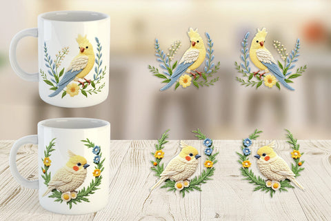 Mug Wrap Canary Embroidery Sublimation artnoy 