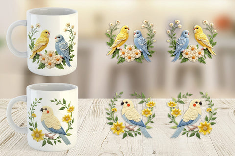 Mug Wrap Canary Embroidery Sublimation artnoy 