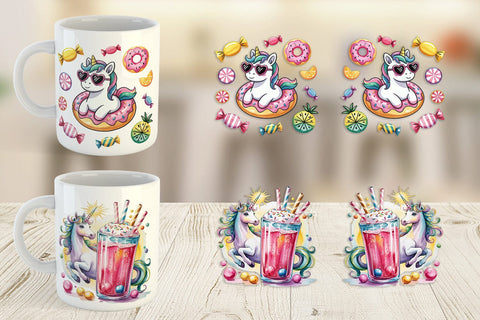 Mug Wrap Candy Unicorn Summer Sublimation artnoy 