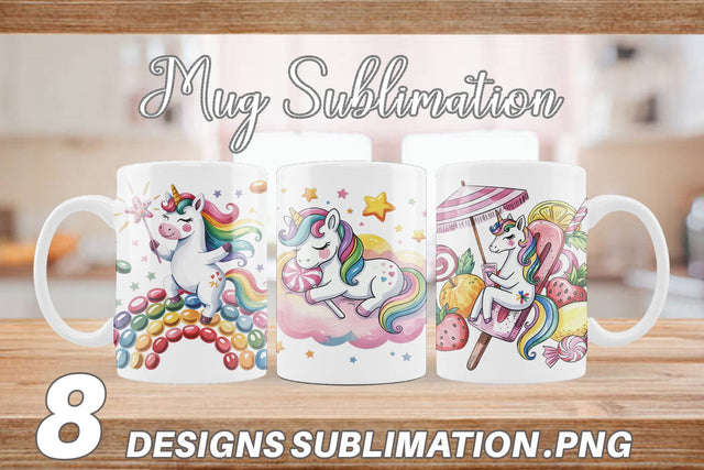 Mug Wrap Candy Unicorn Summer Sublimation artnoy 