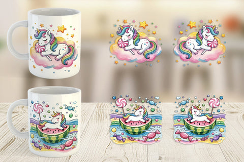 Mug Wrap Candy Unicorn Summer Sublimation artnoy 