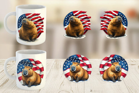 Mug Wrap Capybara 4th of July Sublimation artnoy 