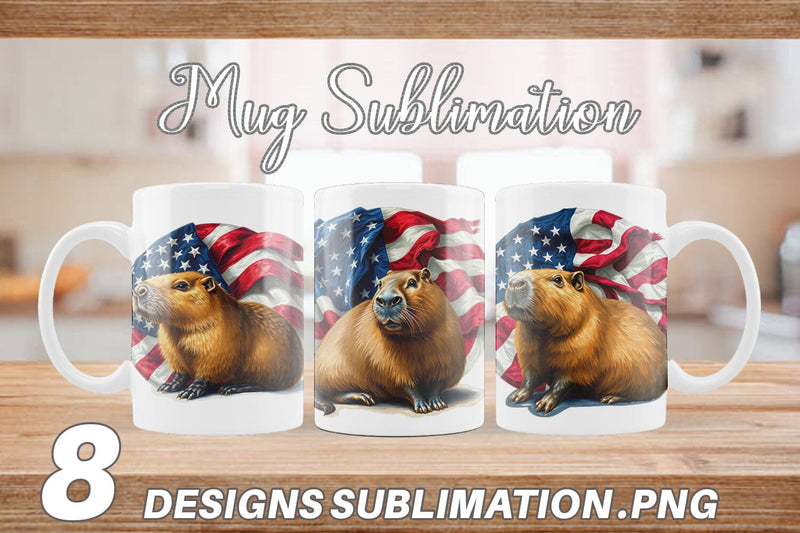 Mug Wrap Capybara 4th of July Sublimation artnoy 