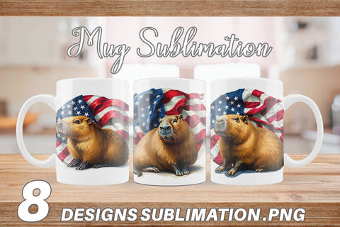 Mug Wrap Capybara 4th of July Sublimation artnoy 