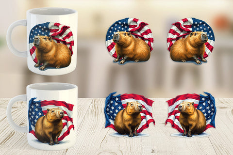 Mug Wrap Capybara 4th of July Sublimation artnoy 