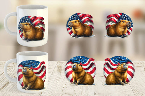 Mug Wrap Capybara 4th of July Sublimation artnoy 