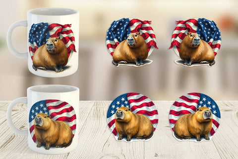 Mug Wrap Capybara 4th of July Sublimation artnoy 