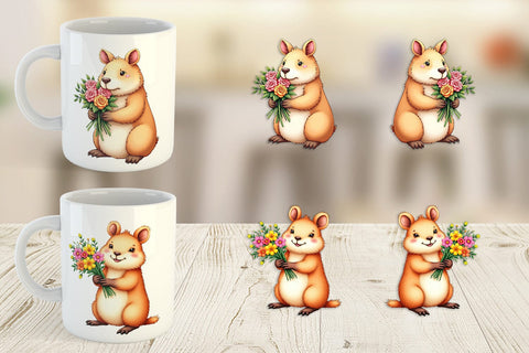 Mug Wrap Capybara Spring Bouquet Sublimation artnoy 