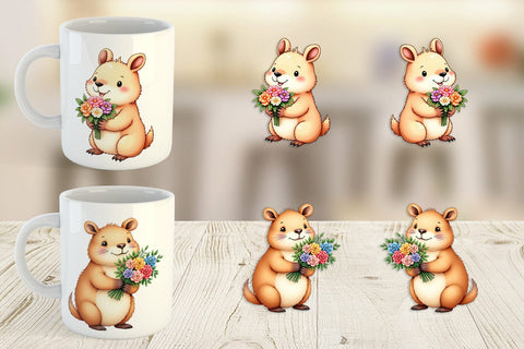 Mug Wrap Capybara Spring Bouquet Sublimation artnoy 
