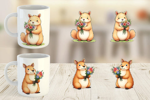 Mug Wrap Capybara Spring Bouquet Sublimation artnoy 