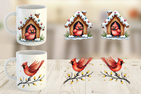 Mug Wrap Cardinal Christmas Bird Sublimation artnoy 