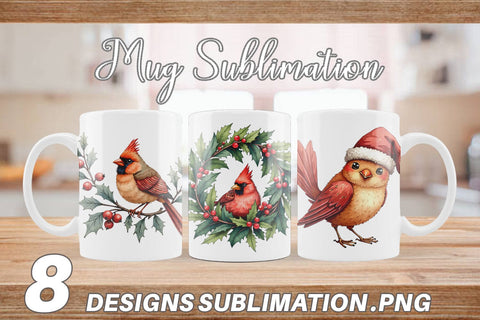 Mug Wrap Cardinal Christmas Bird Sublimation artnoy 