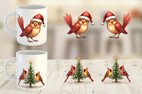 Mug Wrap Cardinal Christmas Bird Sublimation artnoy 