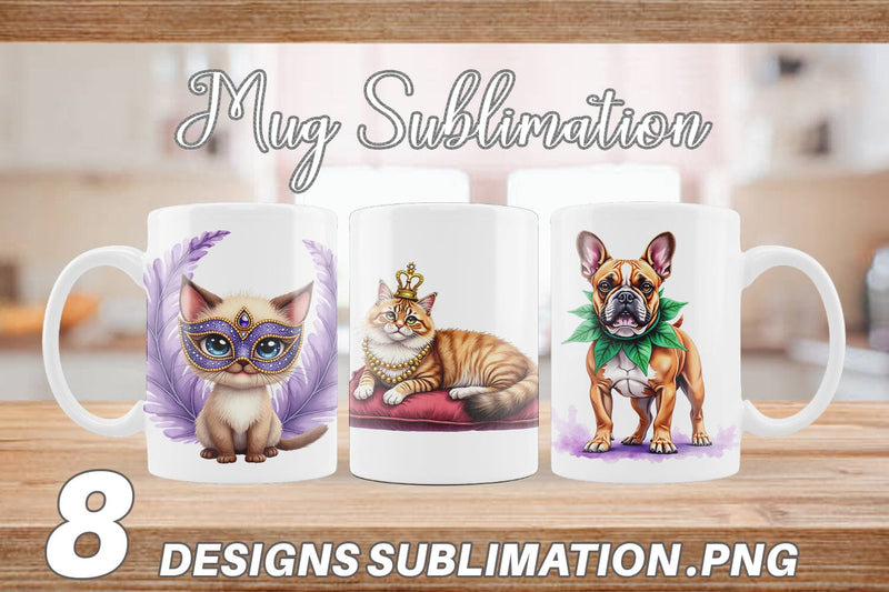 Mug Wrap Carnival Jungle Watercolor Safari Mardi Gras Sublimation artnoy 