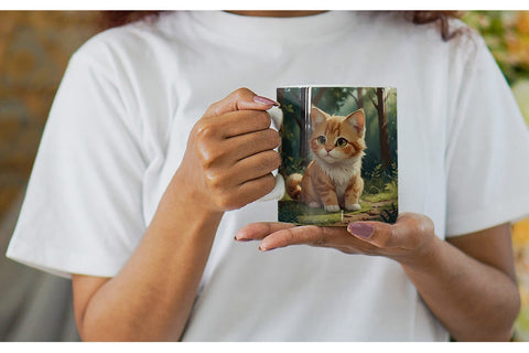 Mug Wrap Cartoon Cat in Forest Sublimation artnoy 